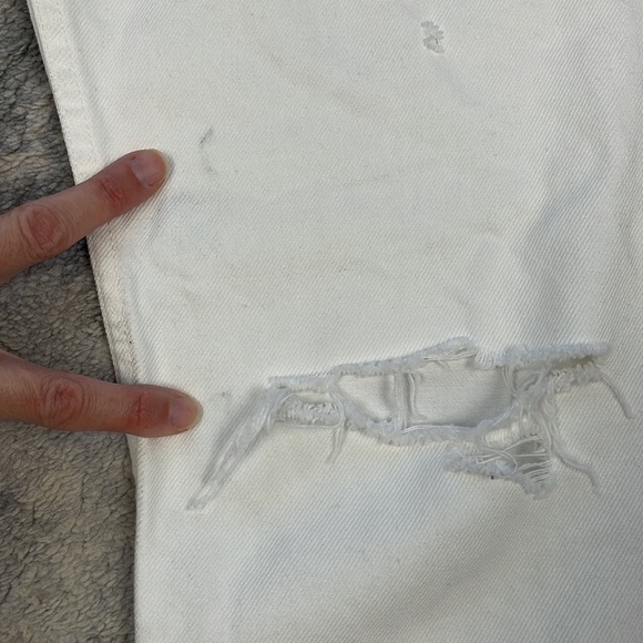 New Moussy Odessa High Rise Distressed Straight Leg Jeans in White Sz 27 - Picture 8 of 16